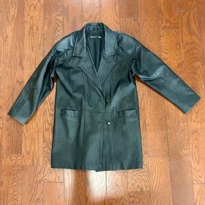 Vtg 80s Savannah 100% Leather Jacket Blazer Coat Black